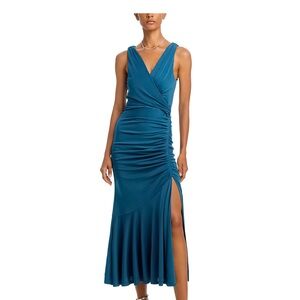 Cinq a Sept Green Sheath Maxi Dress V-Neck Sleeveless